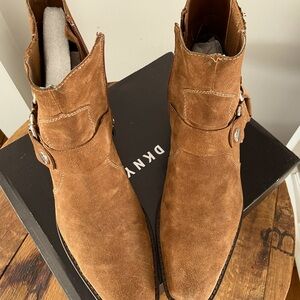 DKNY Tan Suede Chelsea Boots with Buckle Strap size 11